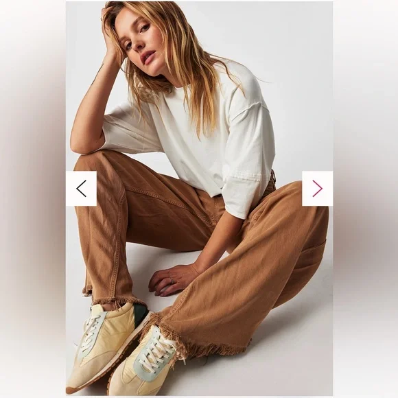 FREE PEOPLE NWT *Sold Out* Old West Slouchy Jeans Wide Leg Tumbleweed Pants - Picture 6 of 13